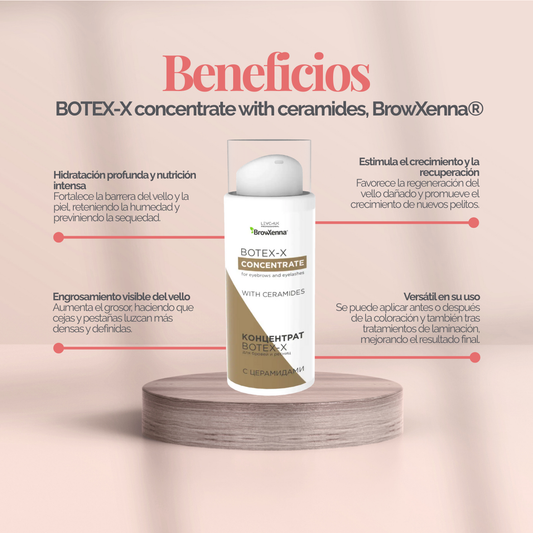 BOTEX‑X BrowXenna® 10 ml, concentrado reparador profesional para cejas y pestañas con ceramidas, ácido hialurónico y aloe vera, fortalecimiento y restauración capilar de alta gama.
