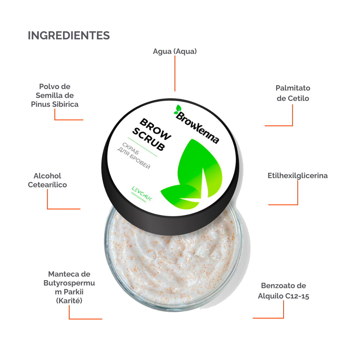 BrowXenna Enzyme Brow Scrub exfoliante profesional cejas limpieza suave pre‑tinte henna salon beauty 50 g envase
