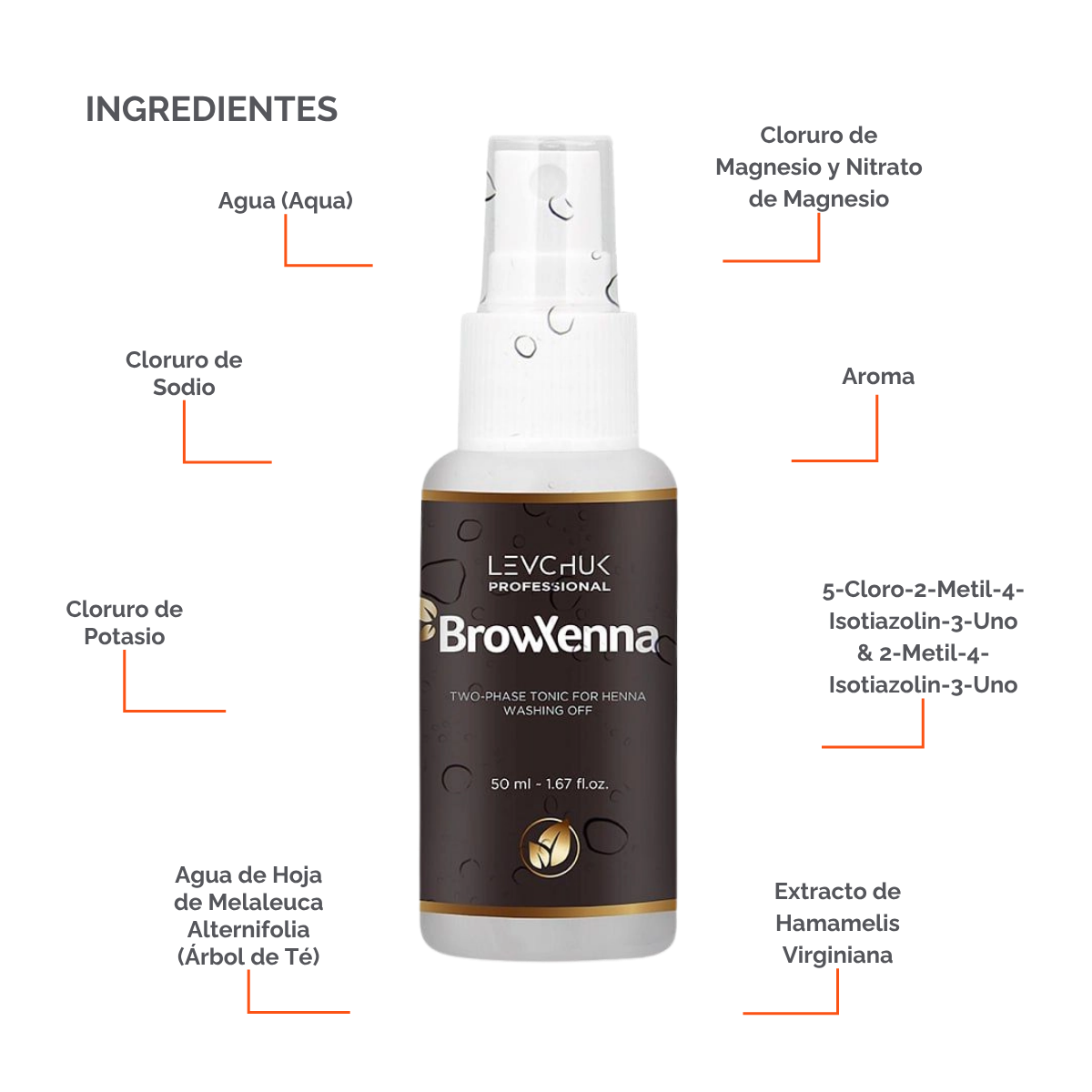Two Phase Tonic BrowXenna 50 ml-solución bifásica profesional para eliminar henna y tintes de cejas de forma efectiva, suave e hidratante, ideal para preparaciones y correcciones en cabina.