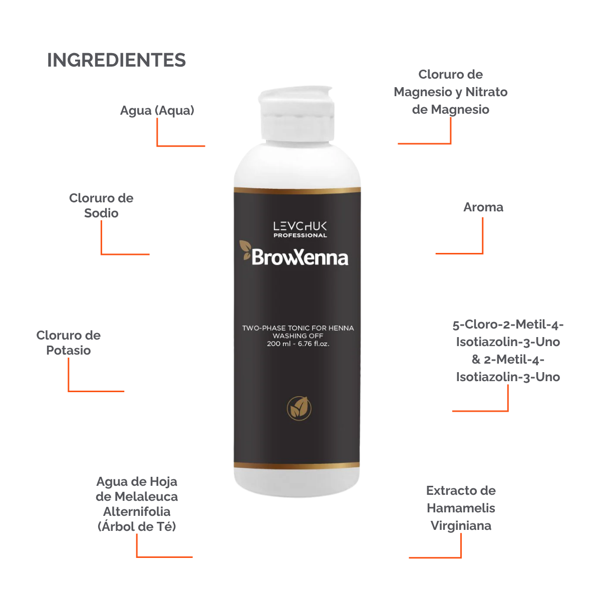 Two Phase Tonic BrowXenna 200 ml-solución bifásica profesional para eliminar henna y tintes de cejas de forma efectiva, suave e hidratante, ideal para preparaciones y correcciones en cabina.