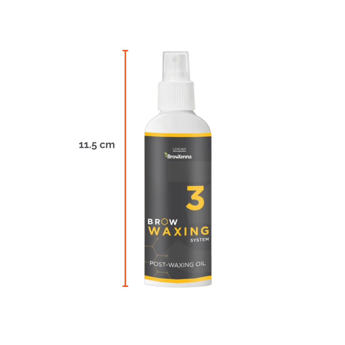 Frasco de aceite BrowXenna Post‑Waxing Oil #3 (100 ml), aceite post-depilación con lavanda, coco y mentol para hidratar, refrescar y limpiar la piel tras depilación de cejas.