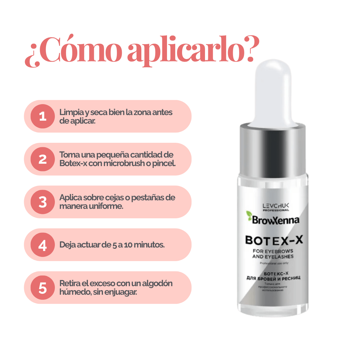 Frasco de 10 ml de BrowXenna Botex‑X, concentrado reparador con ceramidas para cejas y pestañas, restaura densidad, brillo y vitalidad tras tratamientos agresivos.