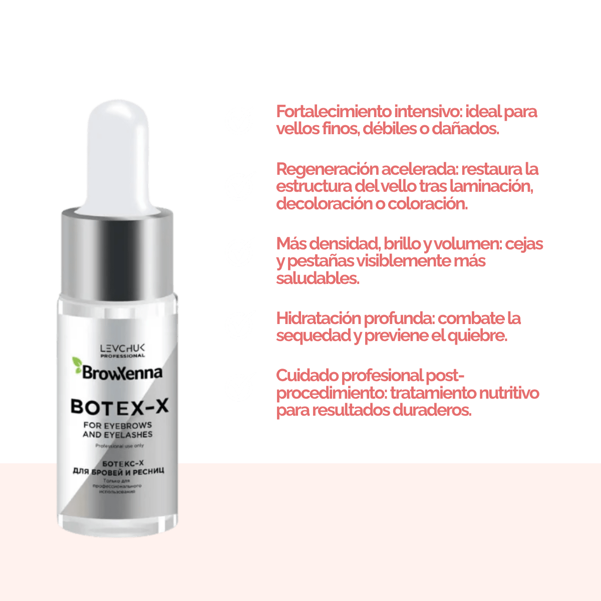 Frasco de 10 ml de BrowXenna Botex‑X, concentrado reparador con ceramidas para cejas y pestañas, restaura densidad, brillo y vitalidad tras tratamientos agresivos.