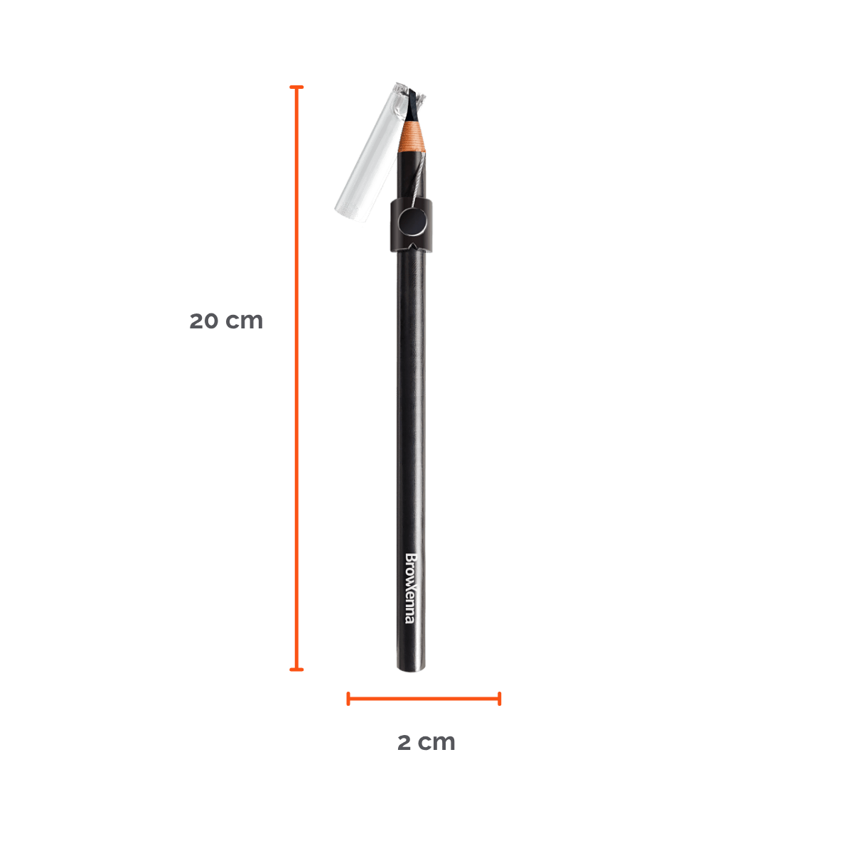 Lápiz de Cejas Auto‑afilable BrowXenna® en mano profesional, mostrando sistema de afilado automático y precisión en delineado.