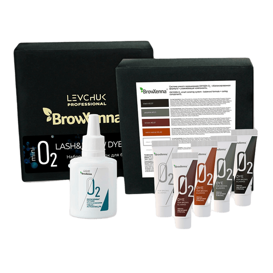 BrowXenna® OXYGEN J2 Smart Coloring System Mini Set - Kit portátil para teñido profesional de cejas y pestañas