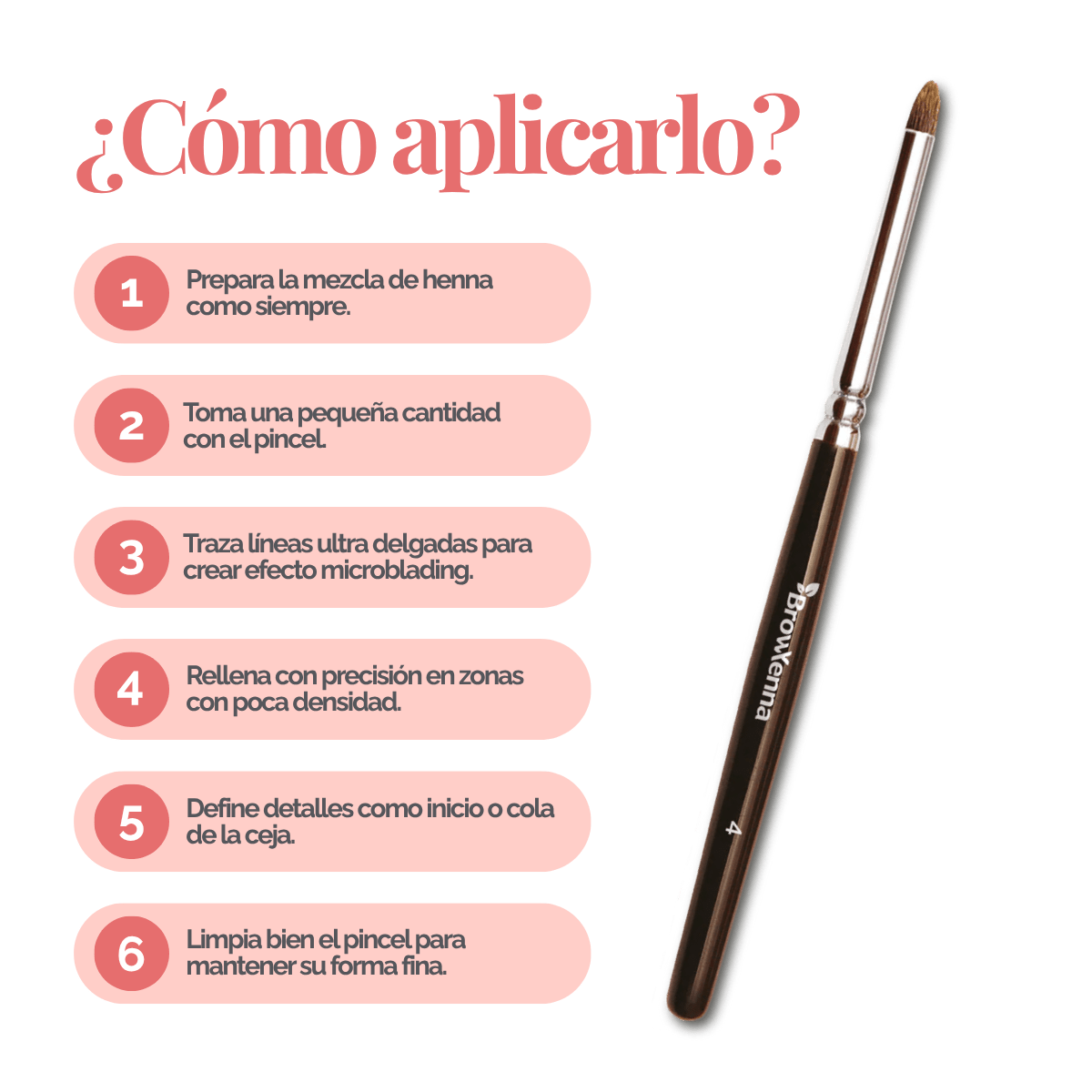 Brush superfine #4, BrowXenna® cerdas ultra finas y mango ergonómico diseñados para aplicación precisa de henna y maquillaje en cejas para técnicos de belleza exigentes.