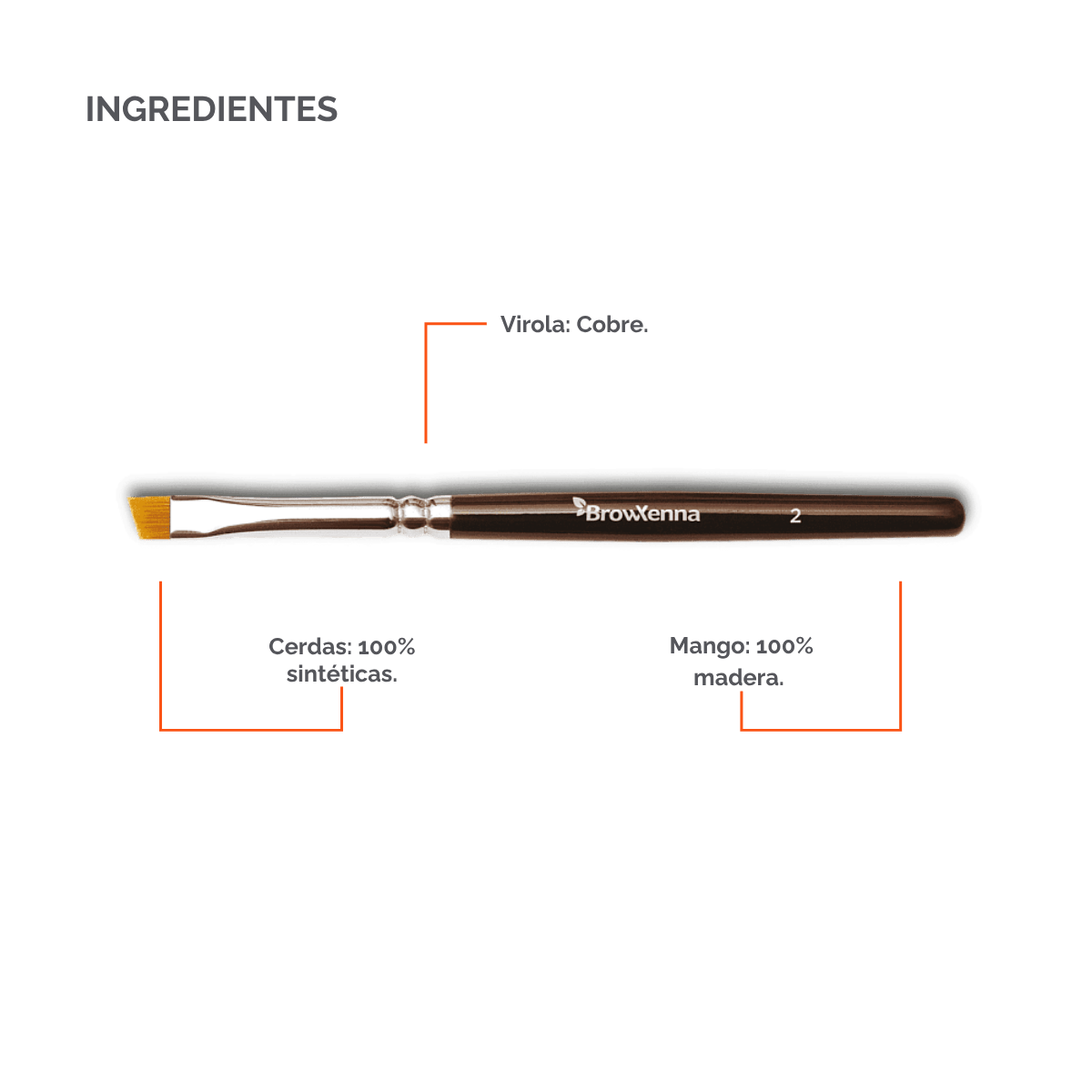 Brush superfine #2, BrowXenna® cerdas ultra finas y mango ergonómico diseñados para aplicación precisa de henna y maquillaje en cejas para técnicos de belleza exigentes.