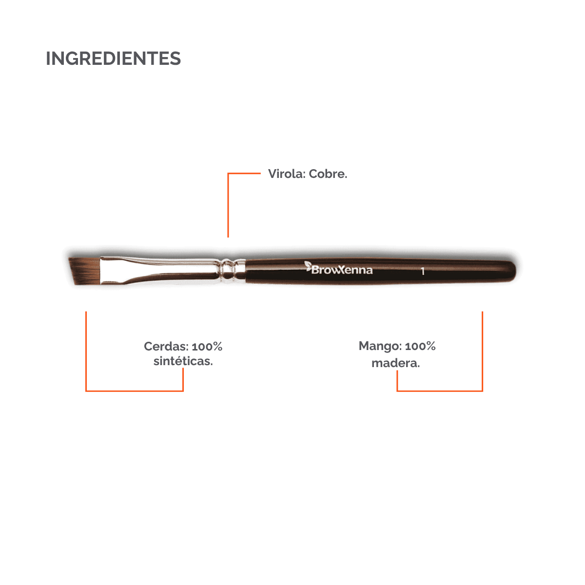 Brush superfine #1, BrowXenna® cerdas ultra finas y mango ergonómico diseñados para aplicación precisa de henna y maquillaje en cejas para técnicos de belleza exigentes.
