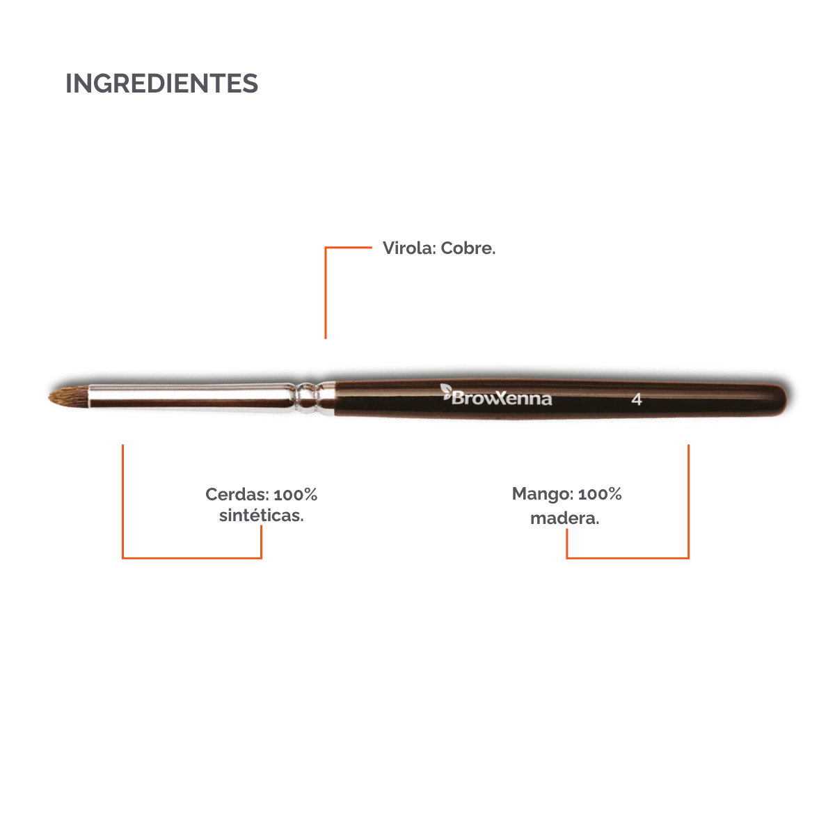 Brush superfine #4, BrowXenna® cerdas ultra finas y mango ergonómico diseñados para aplicación precisa de henna y maquillaje en cejas para técnicos de belleza exigentes.