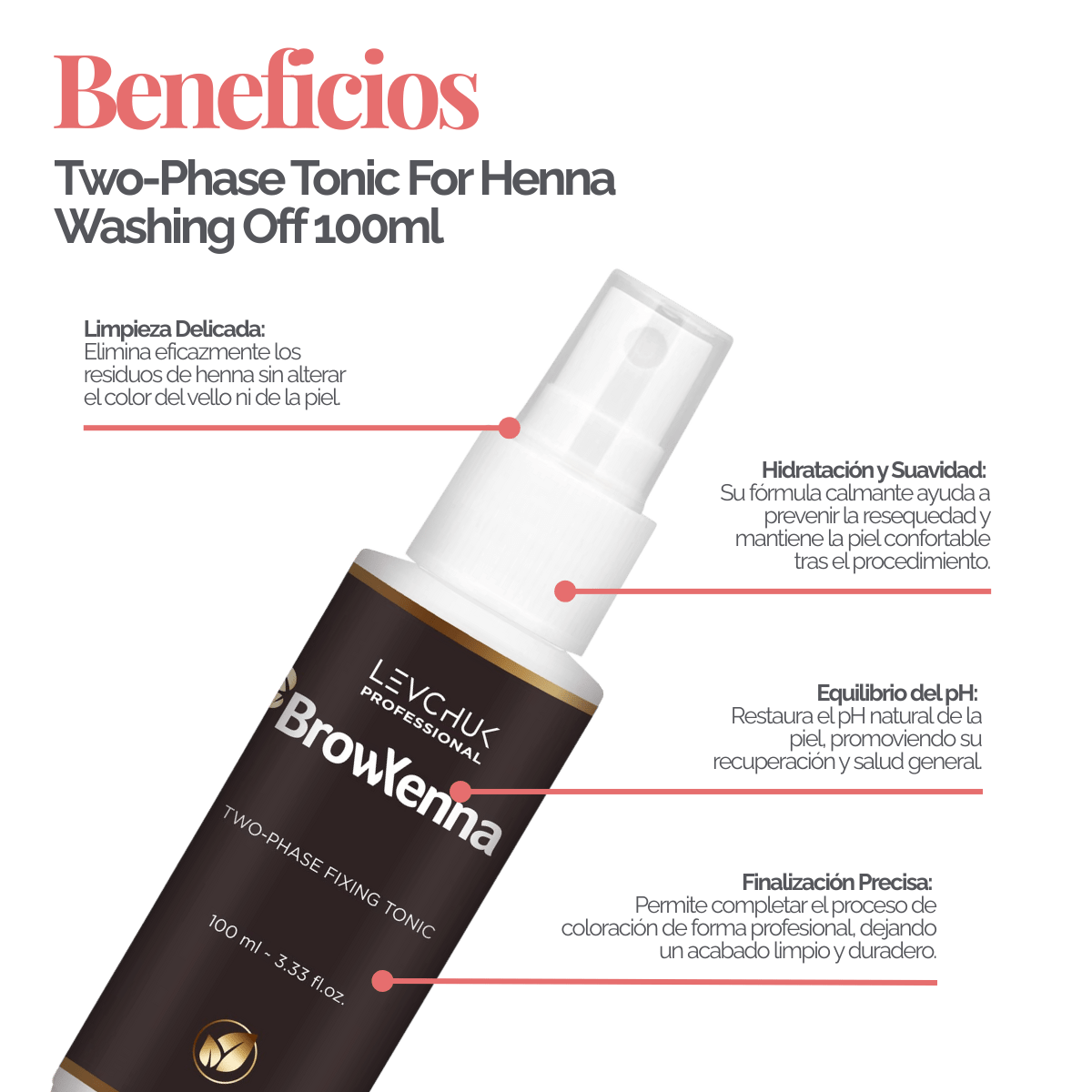 Two Phase Tonic BrowXenna 100 ml-solución bifásica profesional para eliminar henna y tintes de cejas de forma efectiva, suave e hidratante, ideal para preparaciones y correcciones en cabina.