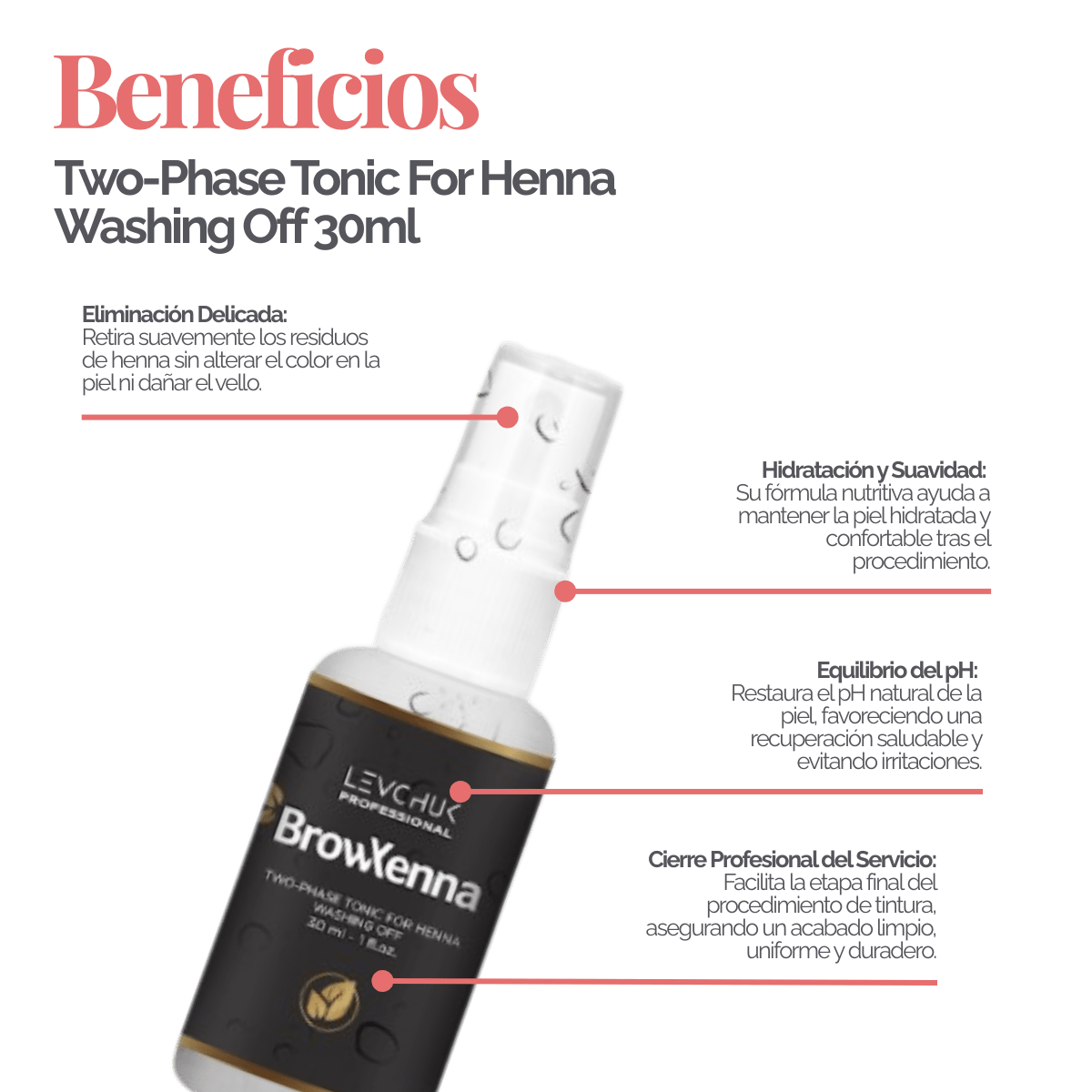 Two Phase Tonic BrowXenna 30 ml-solución bifásica profesional para eliminar henna y tintes de cejas de forma efectiva, suave e hidratante, ideal para preparaciones y correcciones en cabina.