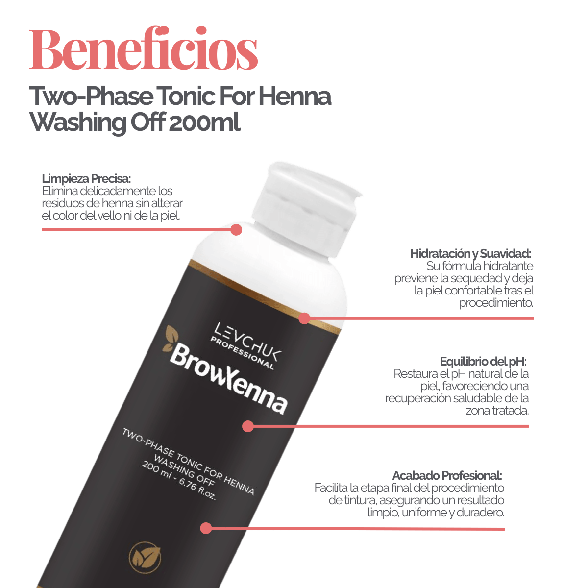 Two Phase Tonic BrowXenna 200 ml-solución bifásica profesional para eliminar henna y tintes de cejas de forma efectiva, suave e hidratante, ideal para preparaciones y correcciones en cabina.