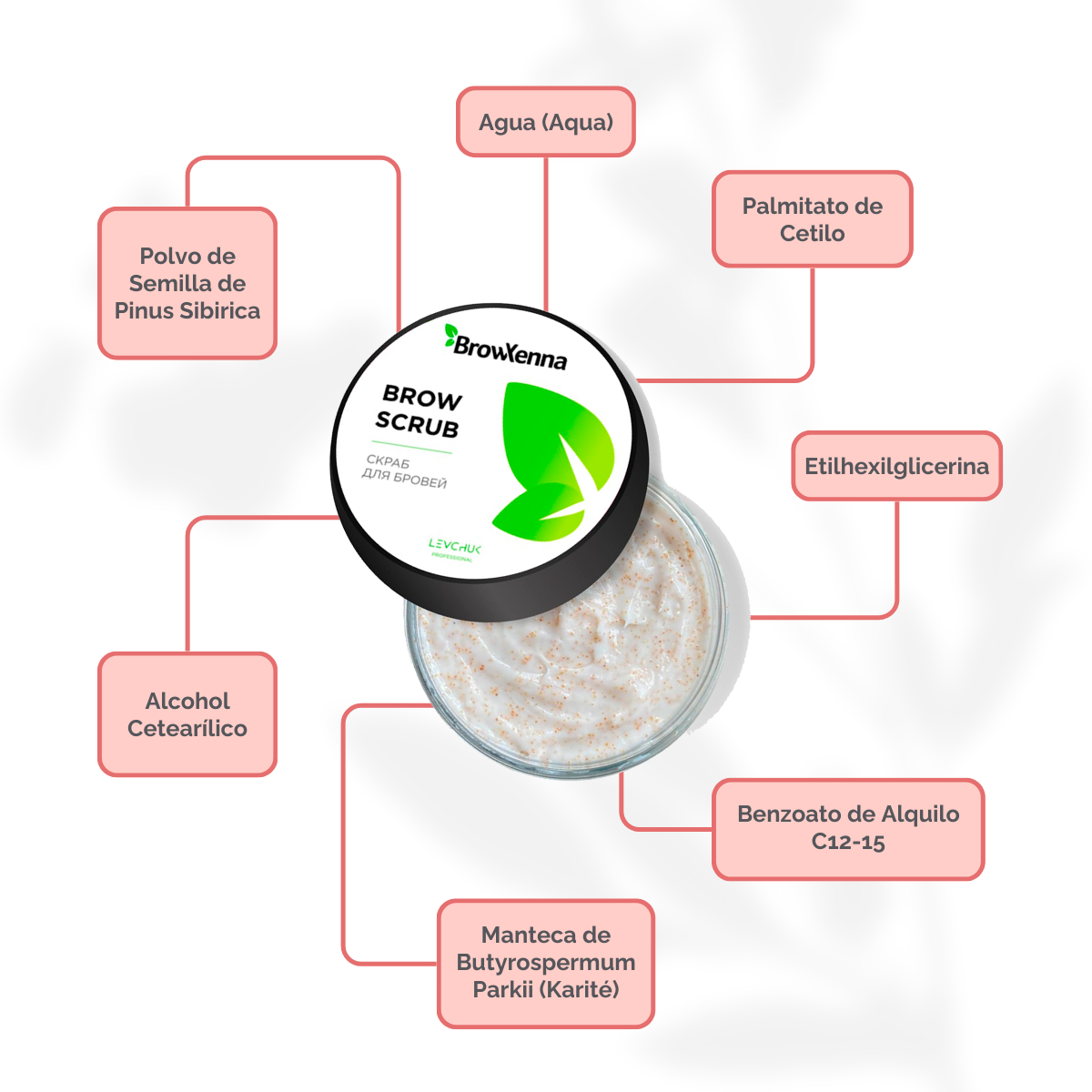 BrowXenna Enzyme Brow Scrub exfoliante profesional cejas limpieza suave pre‑tinte henna salon beauty 50 g envase