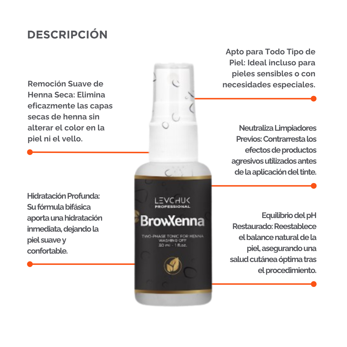Two Phase Tonic BrowXenna 30 ml-solución bifásica profesional para eliminar henna y tintes de cejas de forma efectiva, suave e hidratante, ideal para preparaciones y correcciones en cabina.