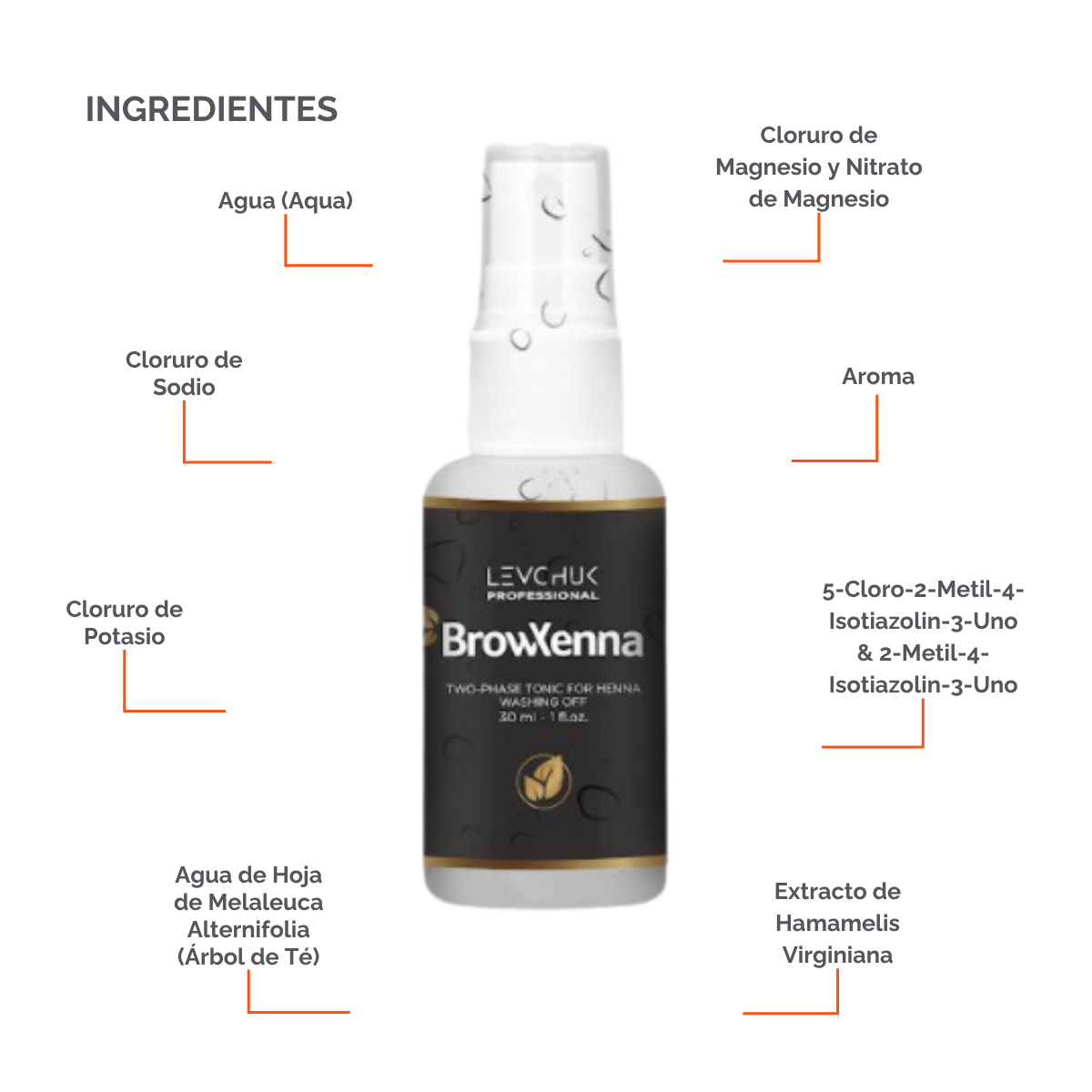 Two Phase Tonic BrowXenna 30 ml-solución bifásica profesional para eliminar henna y tintes de cejas de forma efectiva, suave e hidratante, ideal para preparaciones y correcciones en cabina.