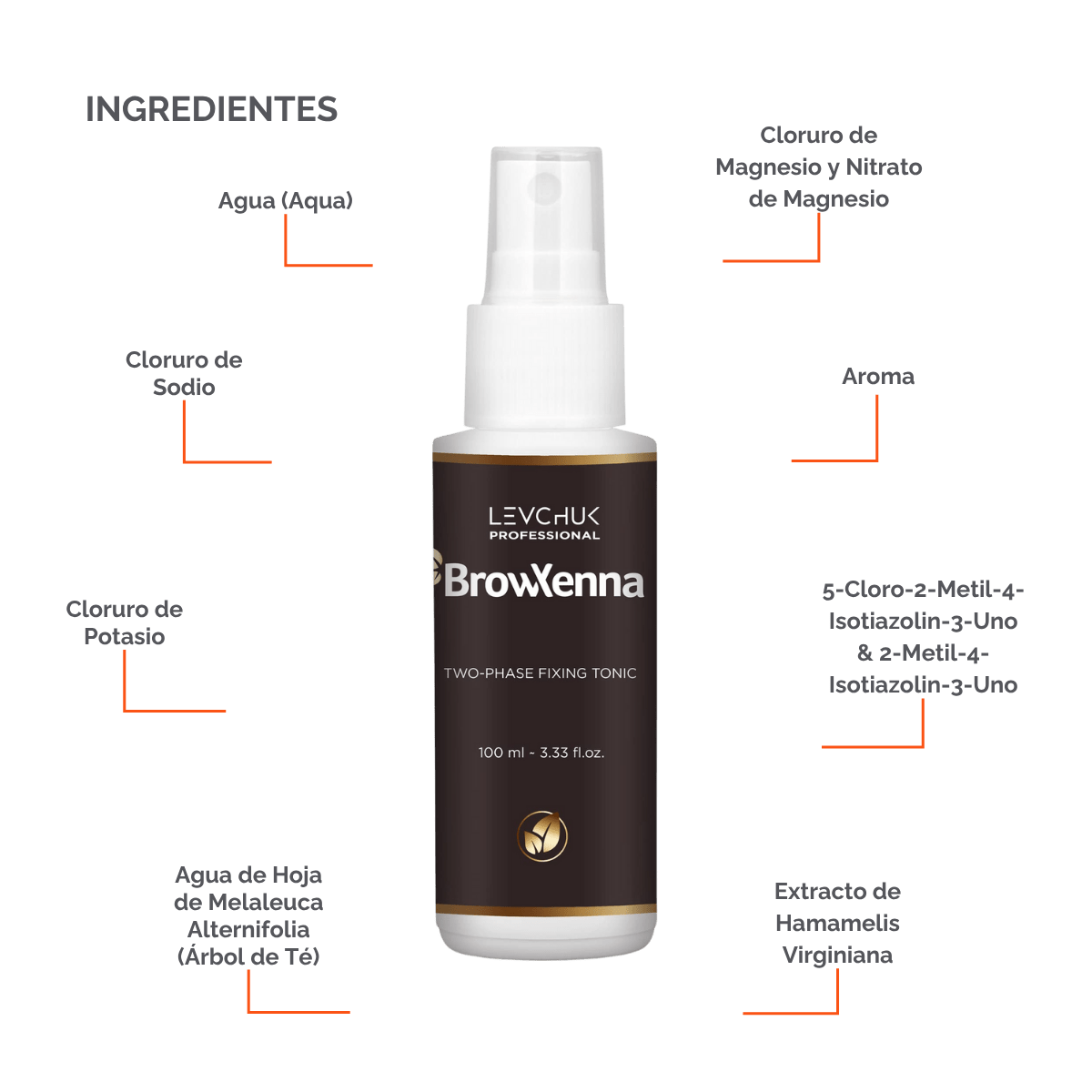 Two Phase Tonic BrowXenna 100 ml-solución bifásica profesional para eliminar henna y tintes de cejas de forma efectiva, suave e hidratante, ideal para preparaciones y correcciones en cabina.