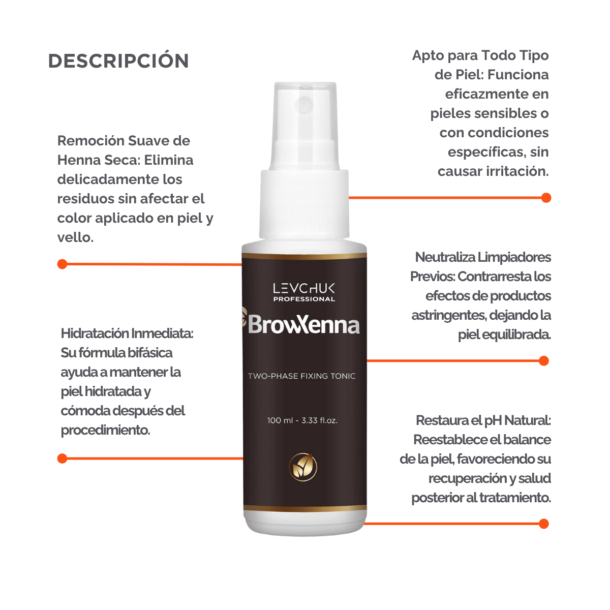 Two Phase Tonic BrowXenna 100 ml-solución bifásica profesional para eliminar henna y tintes de cejas de forma efectiva, suave e hidratante, ideal para preparaciones y correcciones en cabina.